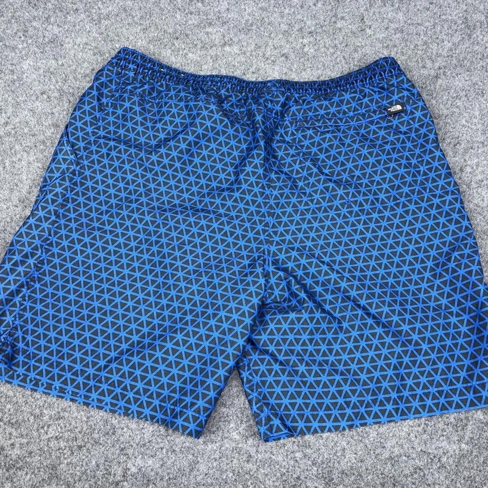 The North Face Swim Trunks Men's XL Blue Black Geometric Print Board Shorts Mesh